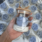 wedding gift scented candle in glass, blue rose shape