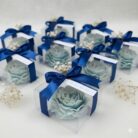 wedding gift wedding favour candle blue colour in transparent box