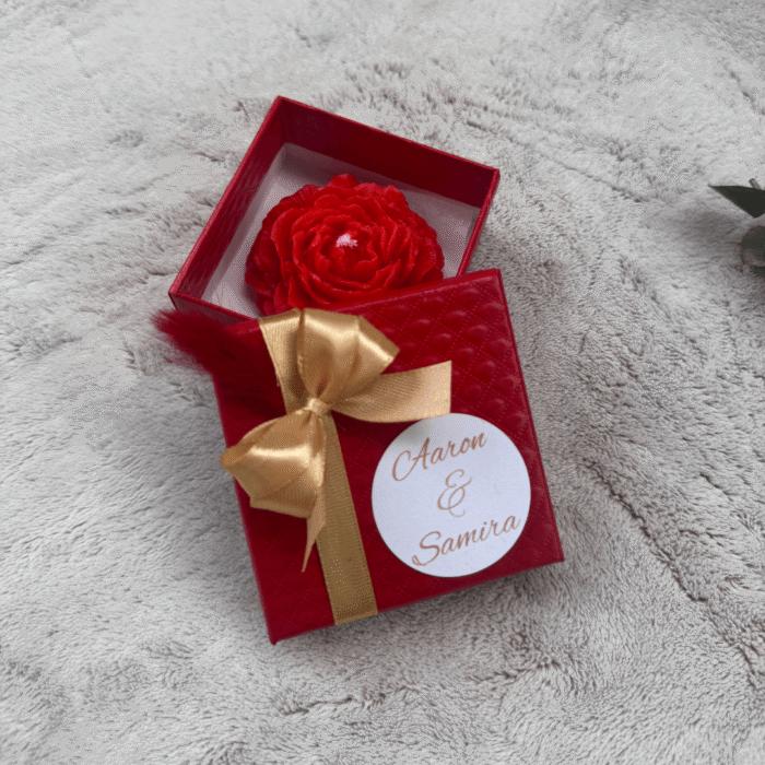 wedding gift in red hardbox with flowers decor